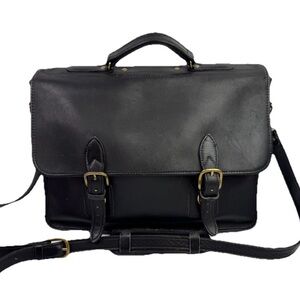 VTG Robert Cheau Black Leathercraft Briefcase Satchel Strap 2 Buckle USA Leather
